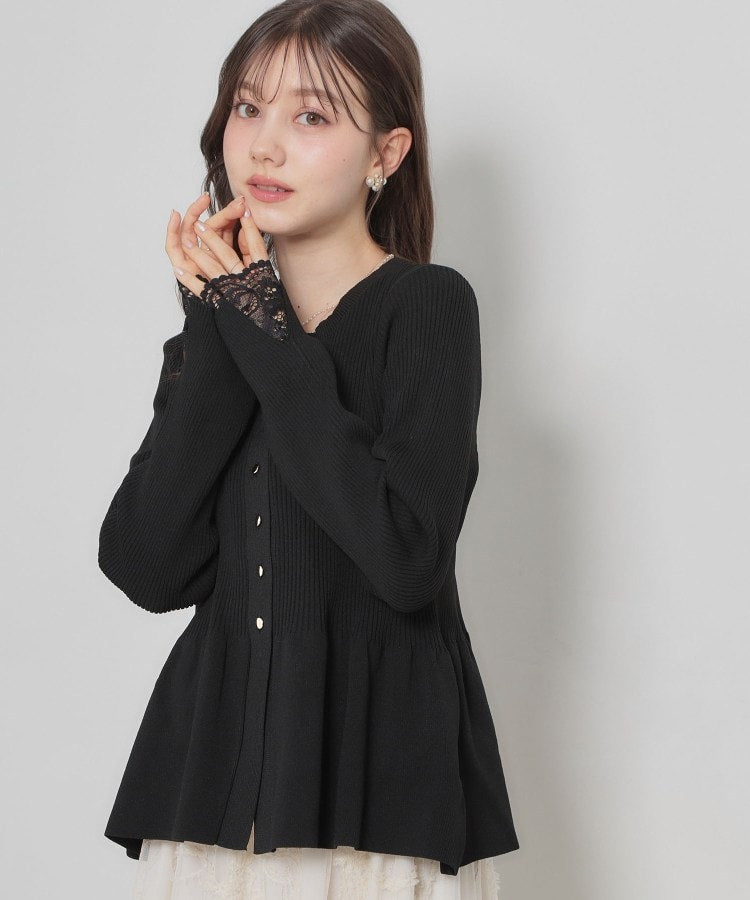 クチュール ブローチ Couture Brooch ペプラムニットカーディ （ブラック(019)） ブラック(019)