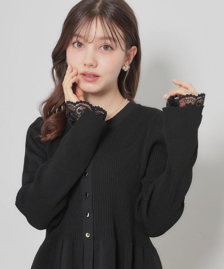 クチュール ブローチ Couture Brooch ペプラムニットカーディ （ブラック(019)） ブラック(019)