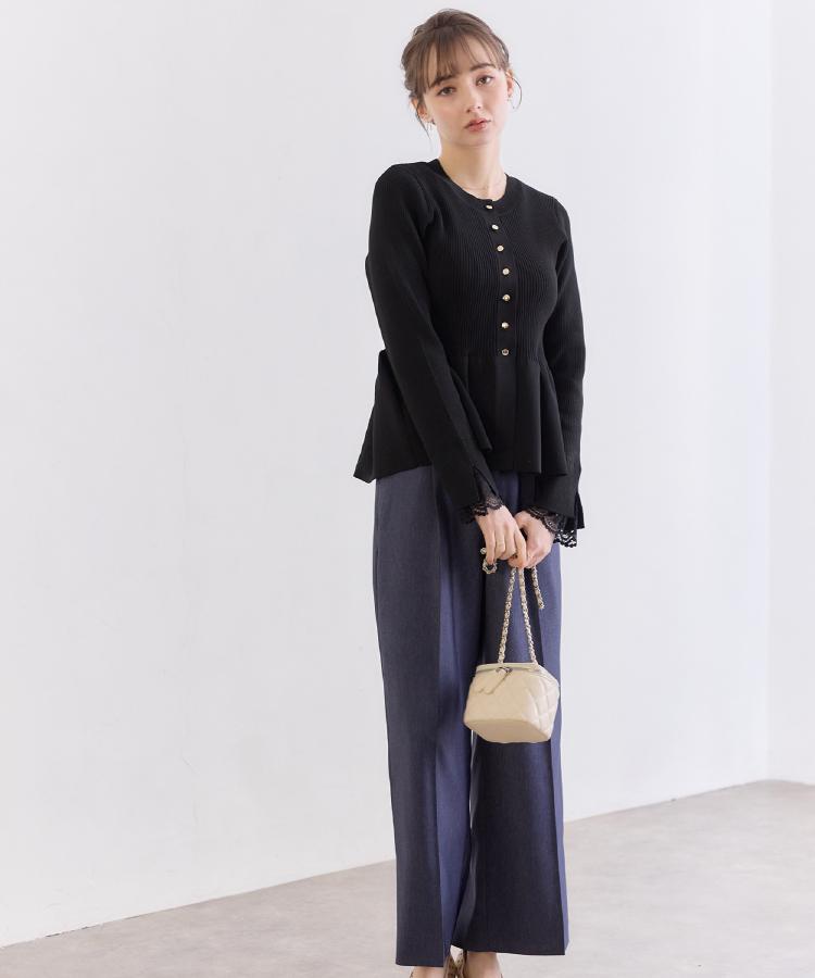 クチュール ブローチ Couture Brooch ペプラムニットカーディ （ブラック(019)） ブラック(019)