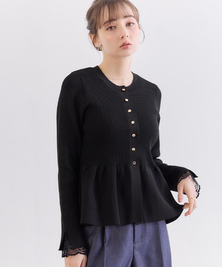 クチュール ブローチ Couture Brooch ペプラムニットカーディ （ブラック(019)） ブラック(019)