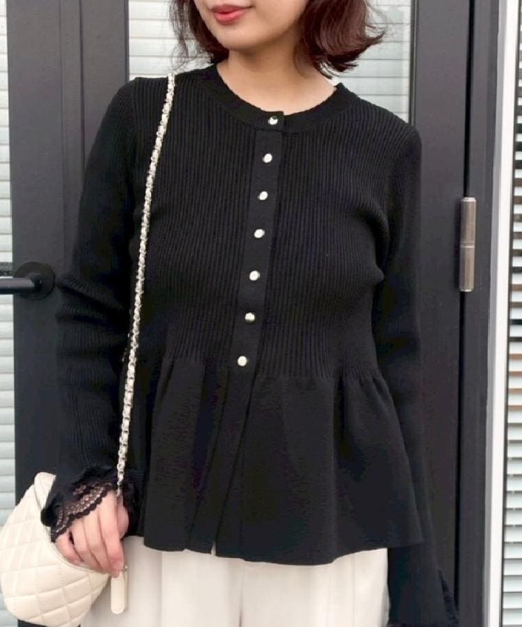 クチュール ブローチ Couture Brooch ペプラムニットカーディ （ブラック(019)） ブラック(019)