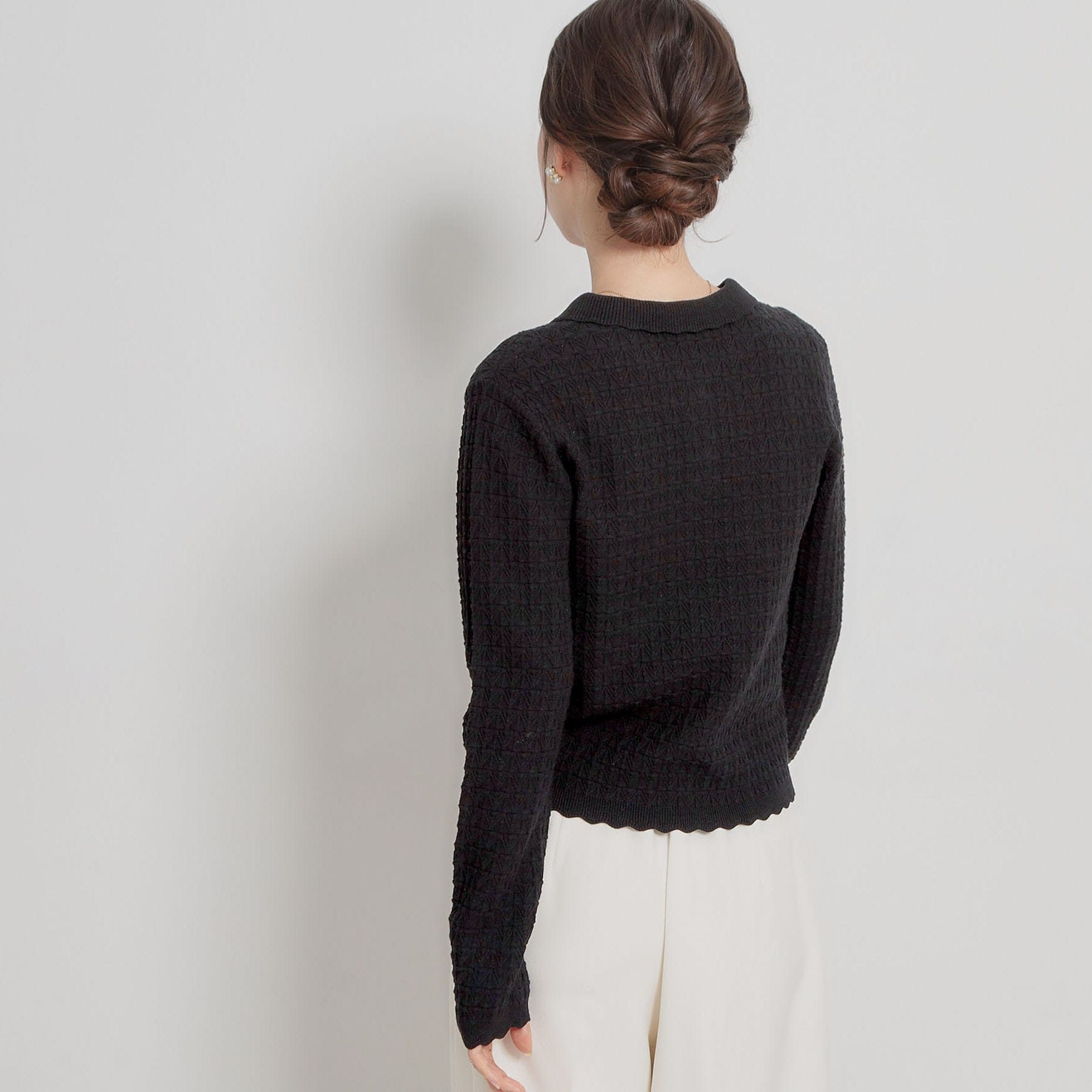 クチュール ブローチ Couture Brooch ビジュー釦ポロニット （オフホワイト(003)） オフホワイト(003)