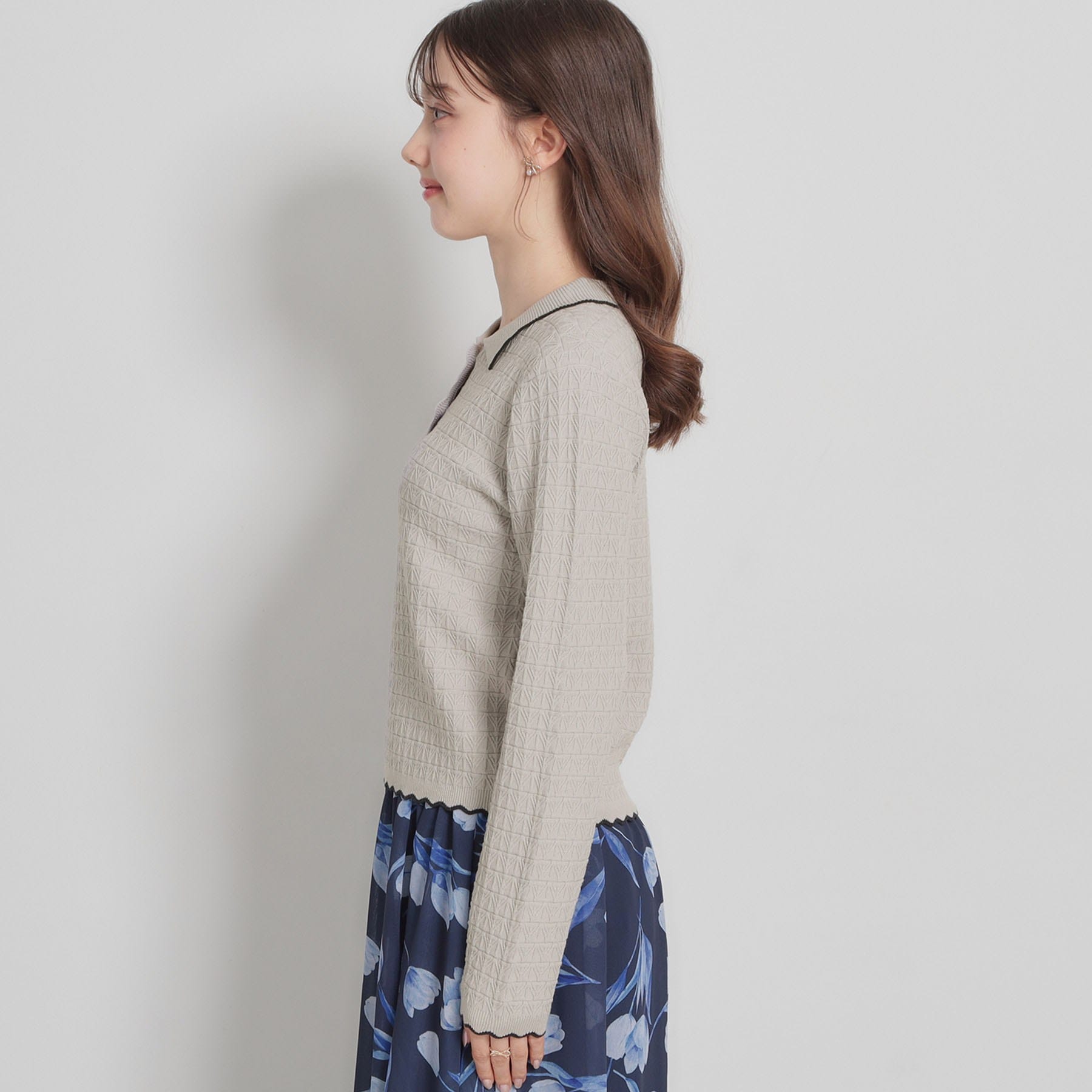 クチュール ブローチ Couture Brooch ビジュー釦ポロニット （オフホワイト(003)） オフホワイト(003)