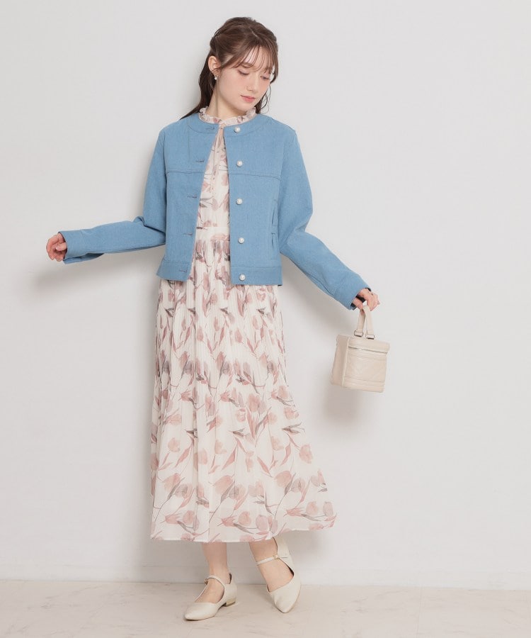 クチュール ブローチ Couture Brooch パール調ボタンデニムジャケット （ブルー(091)） ブルー(091)