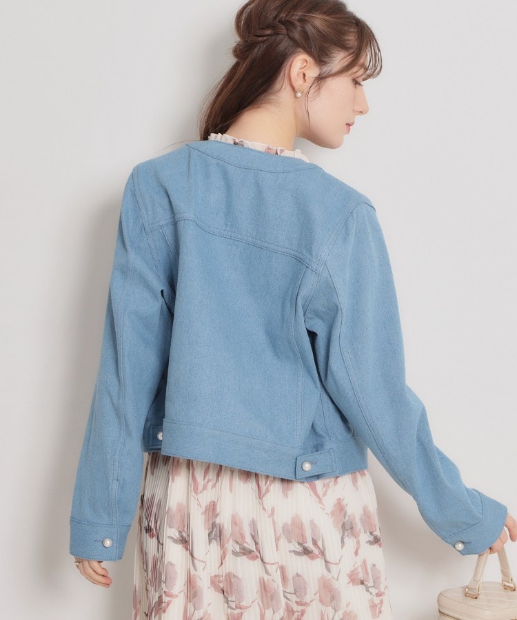 クチュール ブローチ Couture Brooch パール調ボタンデニムジャケット （ブルー(091)） ブルー(091)