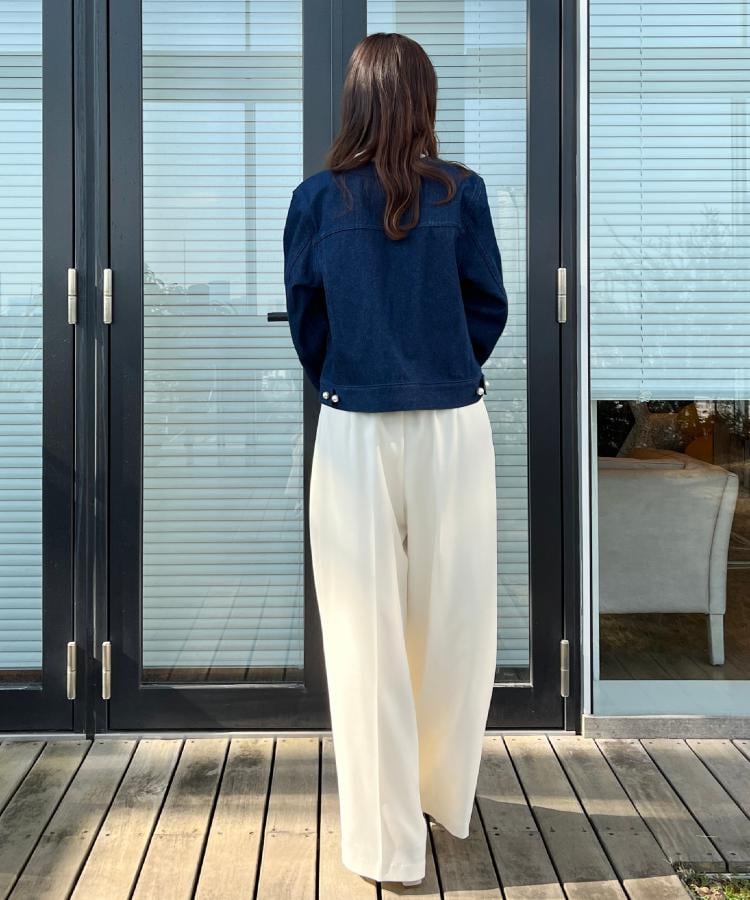 クチュール ブローチ Couture Brooch パール調ボタンデニムジャケット （ブルー(091)） ブルー(091)