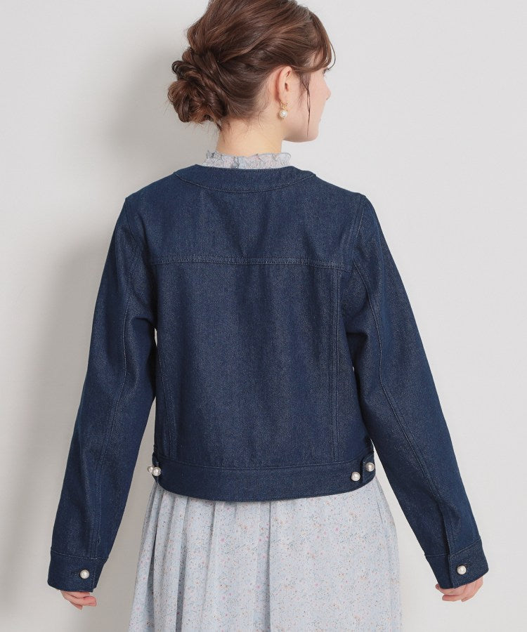 クチュール ブローチ Couture Brooch パール調ボタンデニムジャケット （ブルー(091)） ブルー(091)