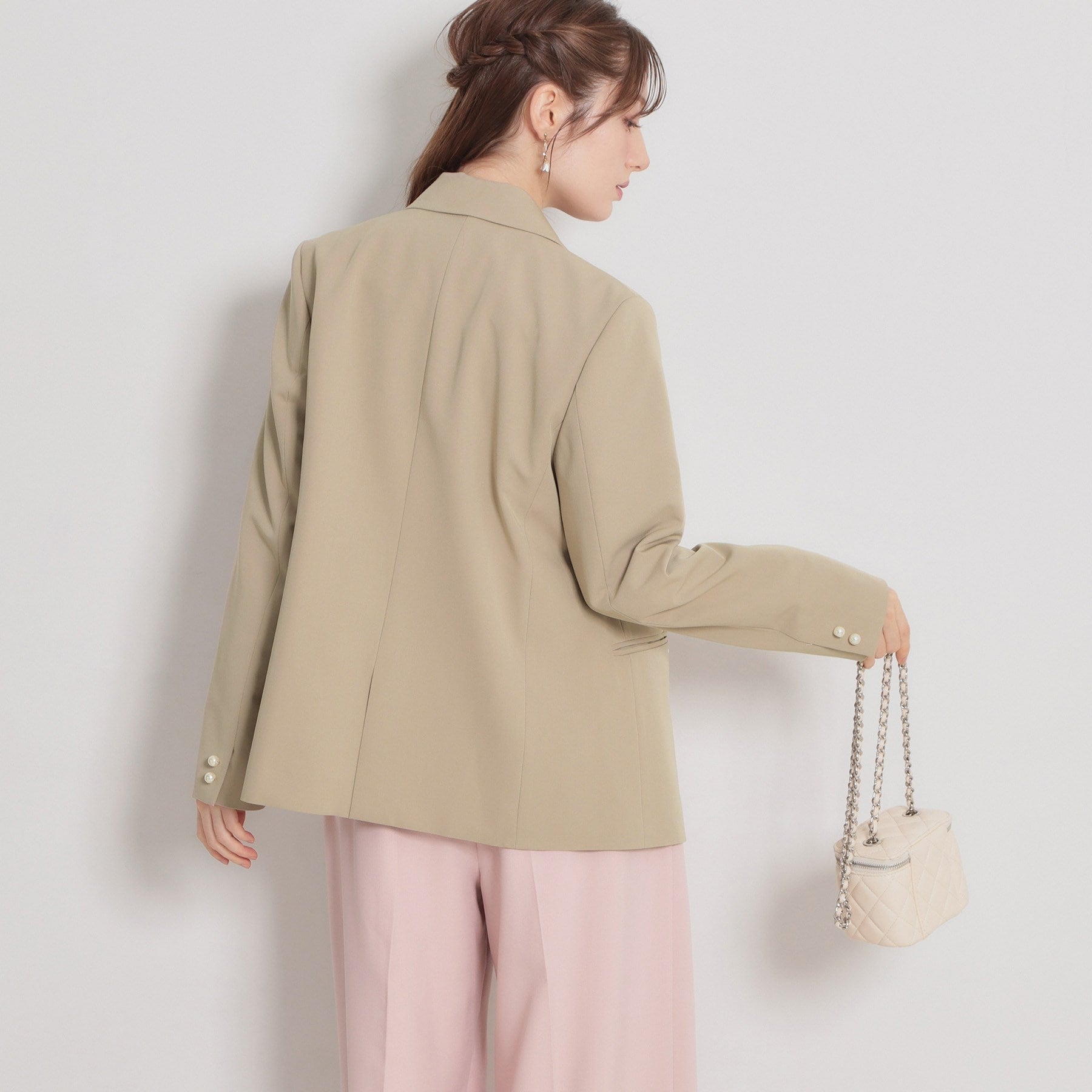 クチュール ブローチ Couture Brooch パール調ボタンテーラードジャケット （ベージュ(052)） ベージュ(052)