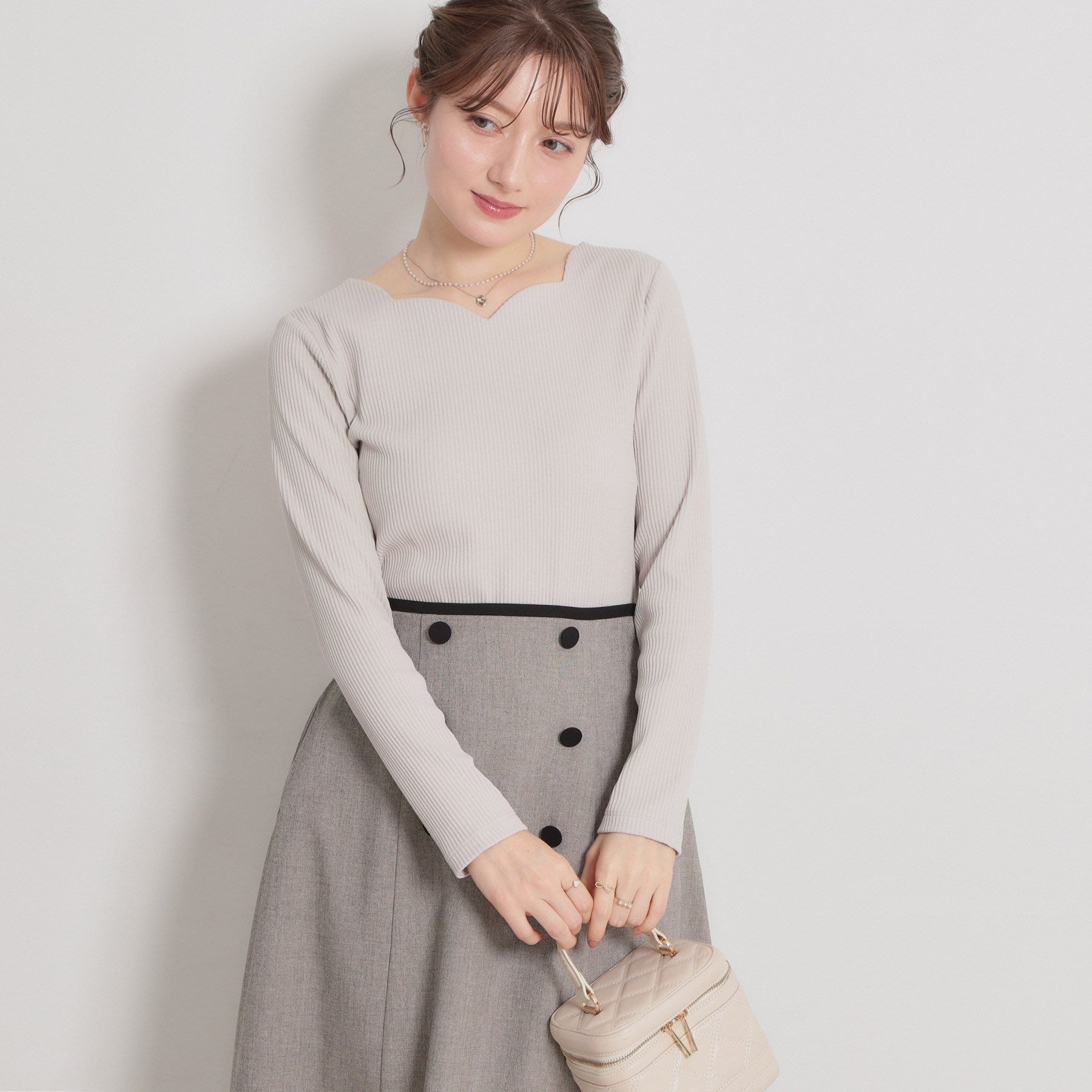 クチュール ブローチ Couture Brooch ハートネックテレコプルオーバー （ピンクベージュ(053)） ピンクベージュ(053)