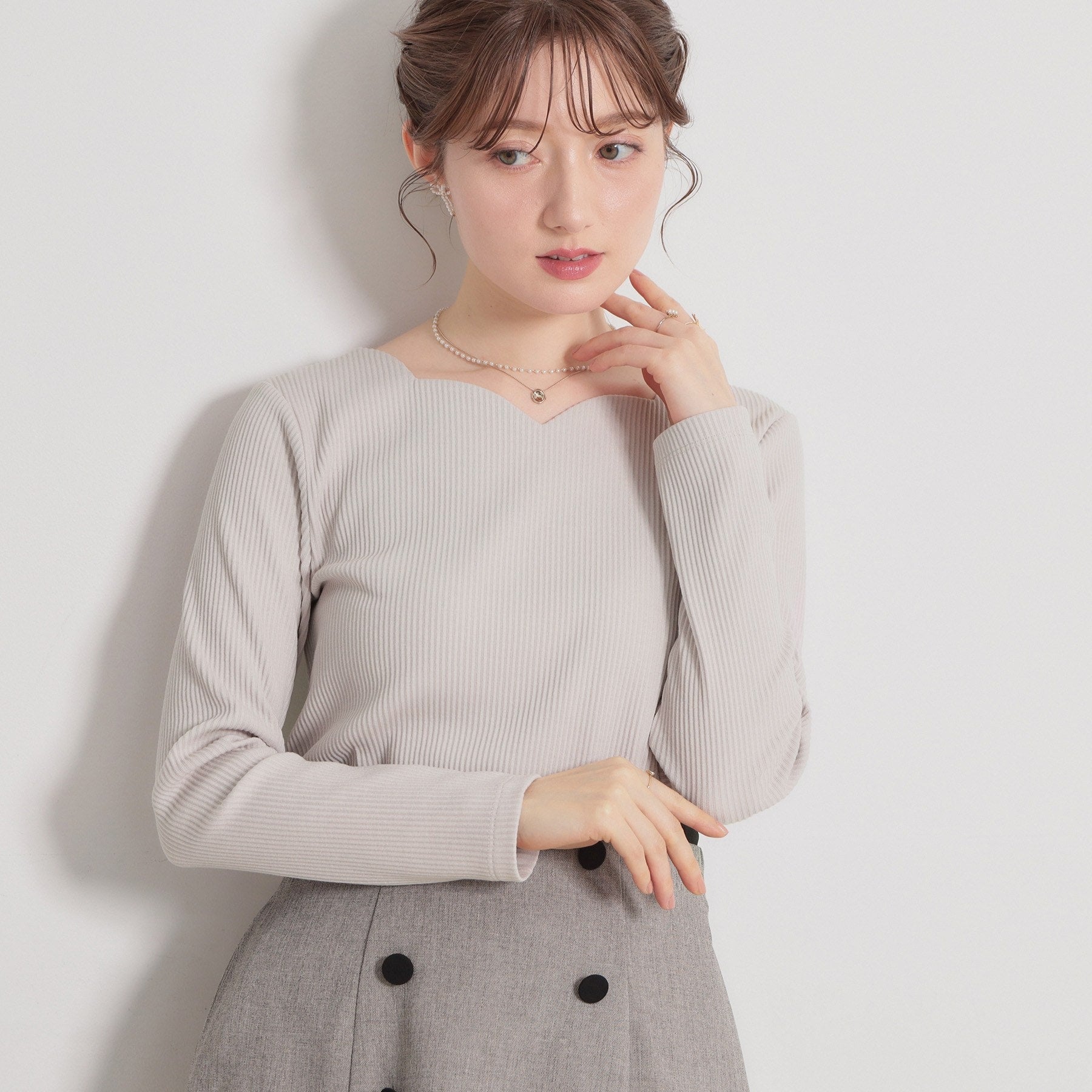 クチュール ブローチ Couture Brooch ハートネックテレコプルオーバー （ピンクベージュ(053)） ピンクベージュ(053)