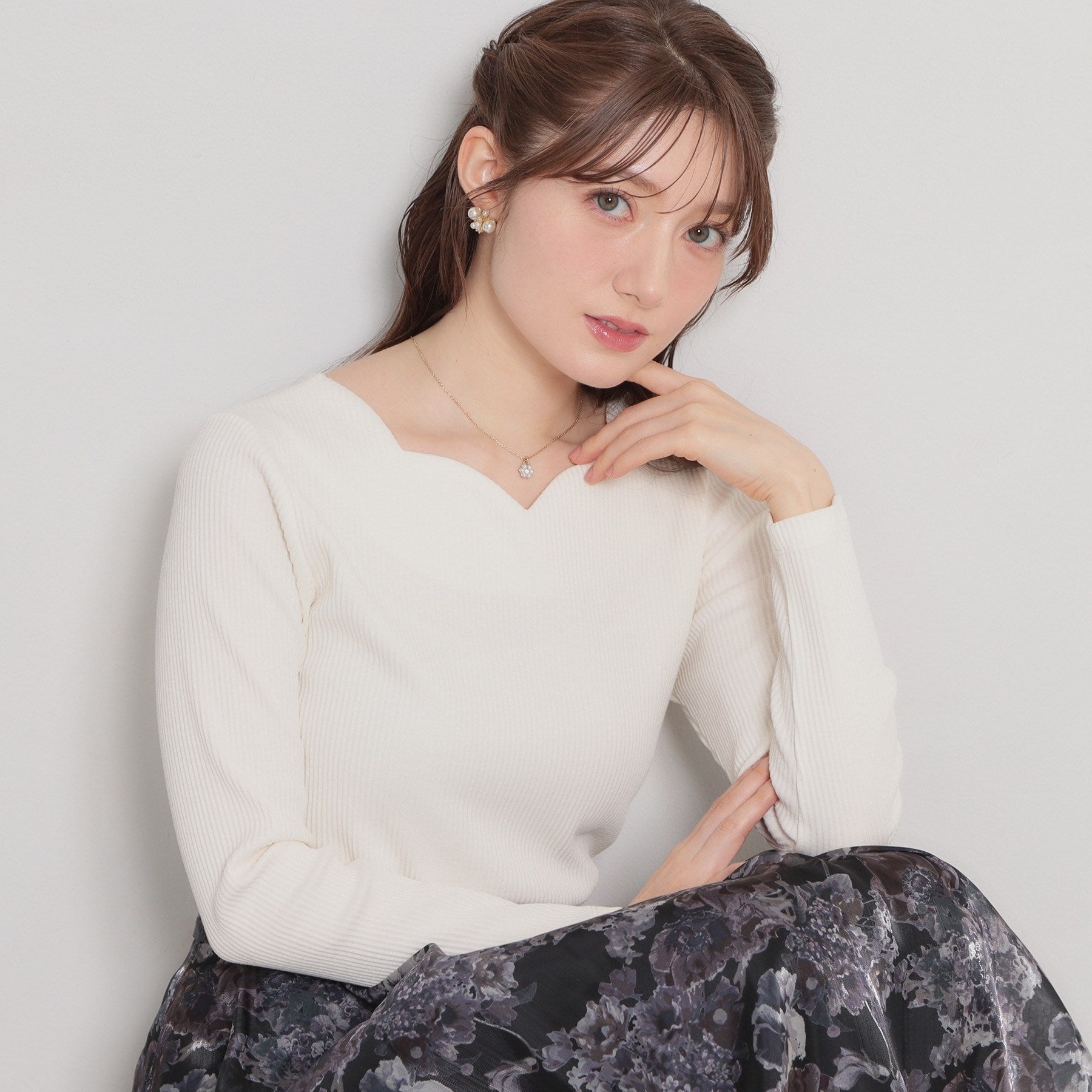 クチュール ブローチ Couture Brooch ハートネックテレコプルオーバー （オフホワイト(003)） オフホワイト(003)