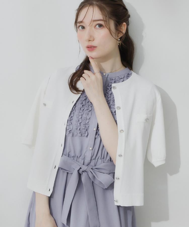 クチュール ブローチ Couture Brooch ビジューボタンカーディガン （ネイビー(094)） ネイビー(094)
