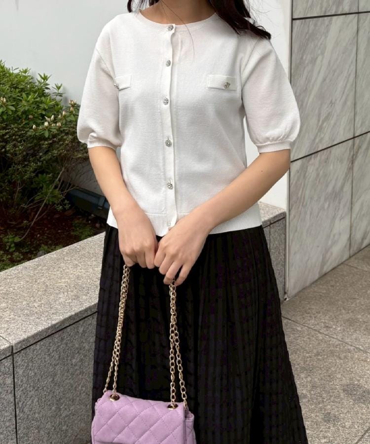 クチュール ブローチ Couture Brooch ビジューボタンカーディガン （ネイビー(094)） ネイビー(094)