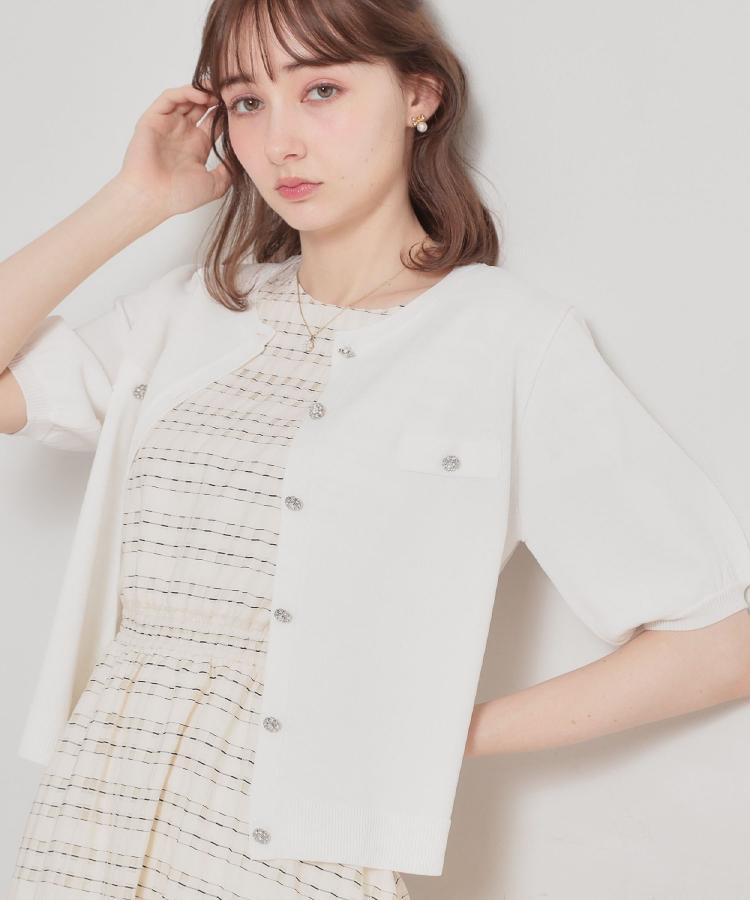 クチュール ブローチ Couture Brooch ビジューボタンカーディガン （ホワイト(002)） ホワイト(002)