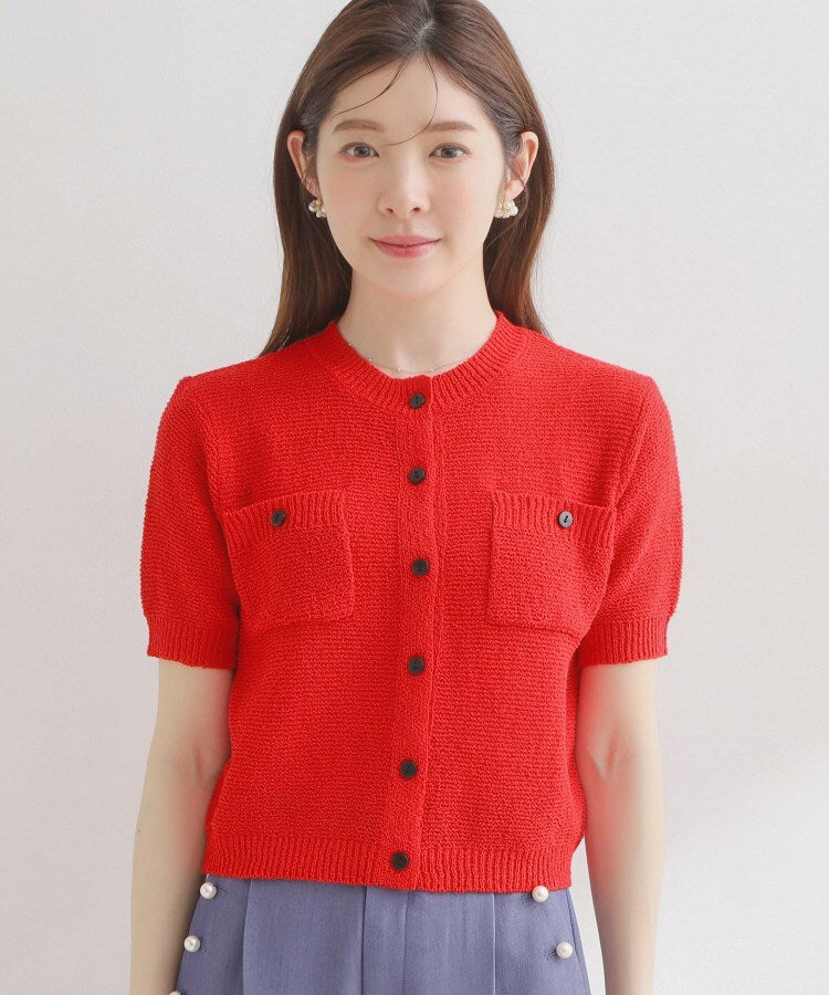 クチュール ブローチ Couture Brooch ポケット付き半袖カーディガン （ネイビー(094)） ネイビー(094)