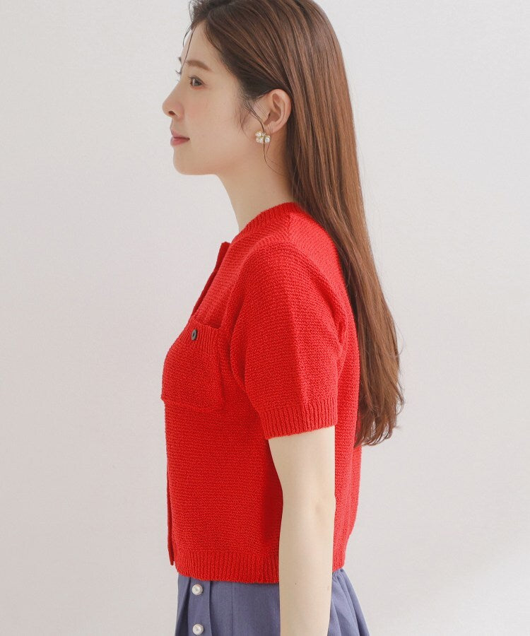 クチュール ブローチ Couture Brooch ポケット付き半袖カーディガン （ネイビー(094)） ネイビー(094)