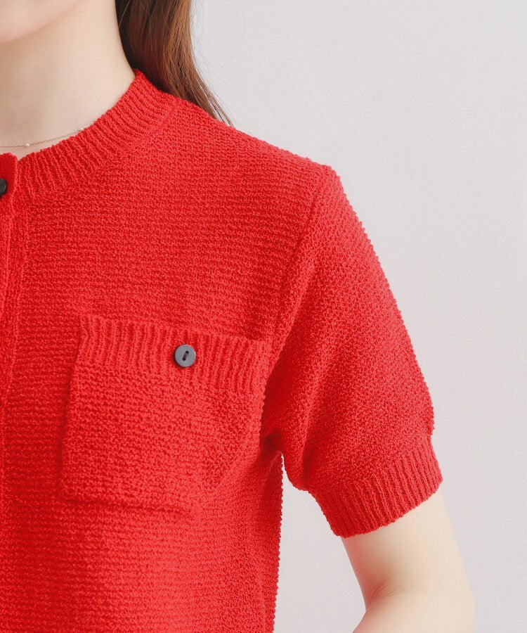 クチュール ブローチ Couture Brooch ポケット付き半袖カーディガン （ネイビー(094)） ネイビー(094)