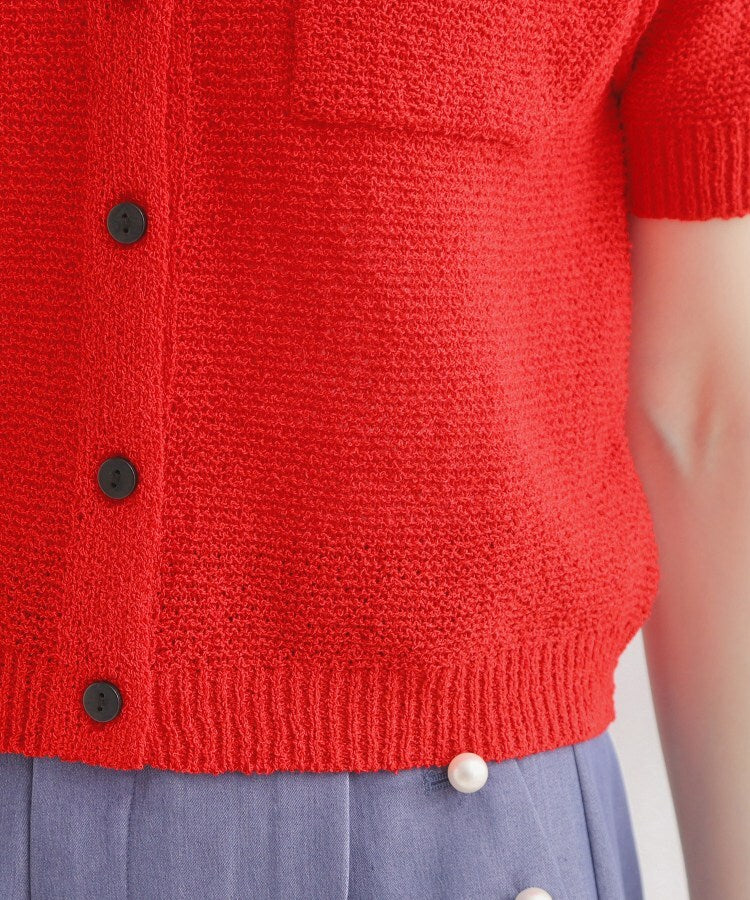 クチュール ブローチ Couture Brooch ポケット付き半袖カーディガン （ネイビー(094)） ネイビー(094)