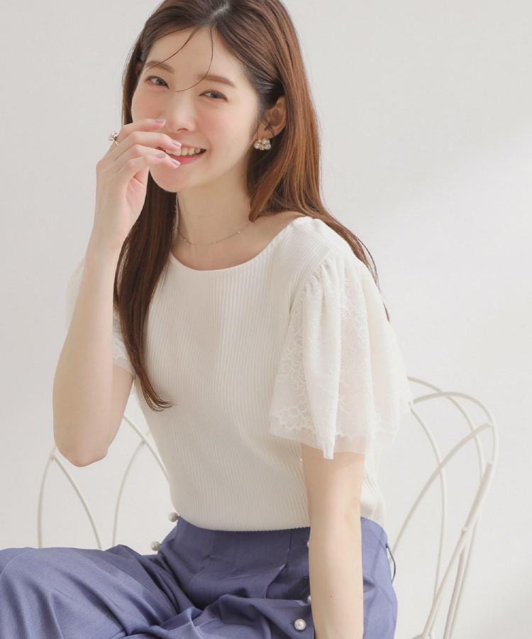 クチュール ブローチ Couture Brooch テレコレーストップス （オフホワイト(003)） オフホワイト(003)