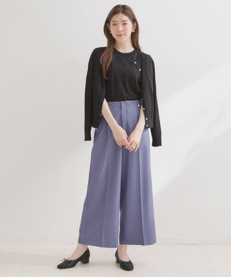 クチュール ブローチ Couture Brooch 透かしフレアー袖ニットトップス （ブラック(019)） ブラック(019)