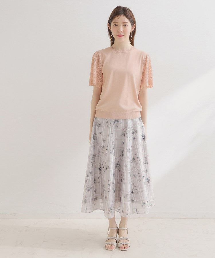 クチュール ブローチ Couture Brooch 透かしフレアー袖ニットトップス （ブラック(019)） ブラック(019)