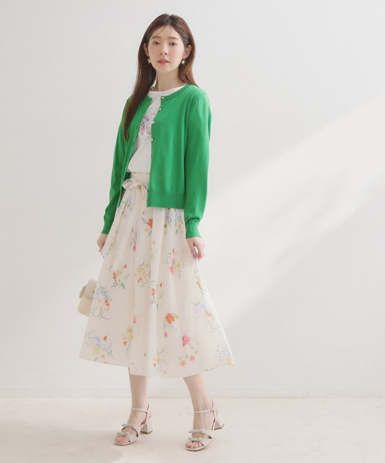 クチュール ブローチ Couture Brooch ポイント透かしビジュー釦カーディ （グリーン(022)） グリーン(022)