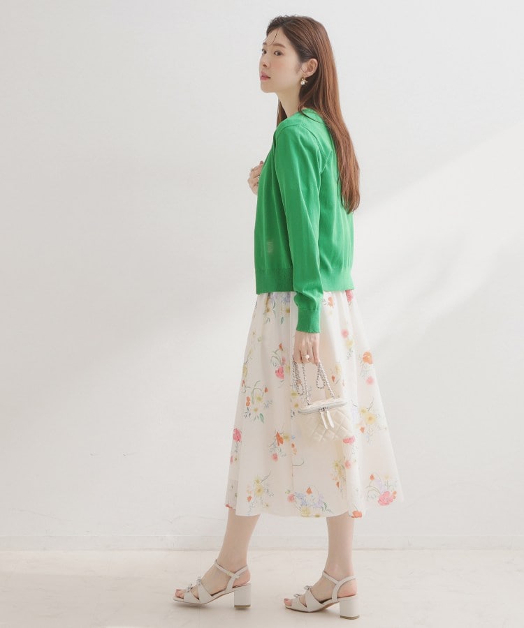 クチュール ブローチ Couture Brooch ポイント透かしビジュー釦カーディ （グリーン(022)） グリーン(022)