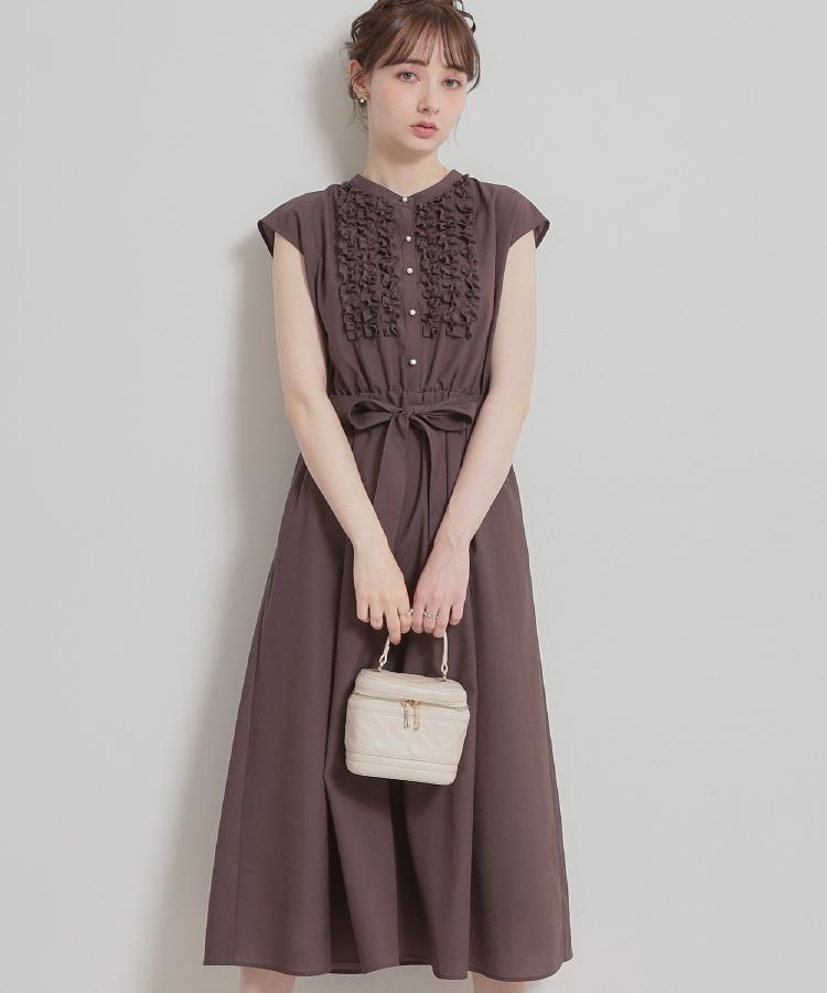 クチュール ブローチ Couture Brooch リネンライクシアーワンピース （ブラウン(043)） ブラウン(043)