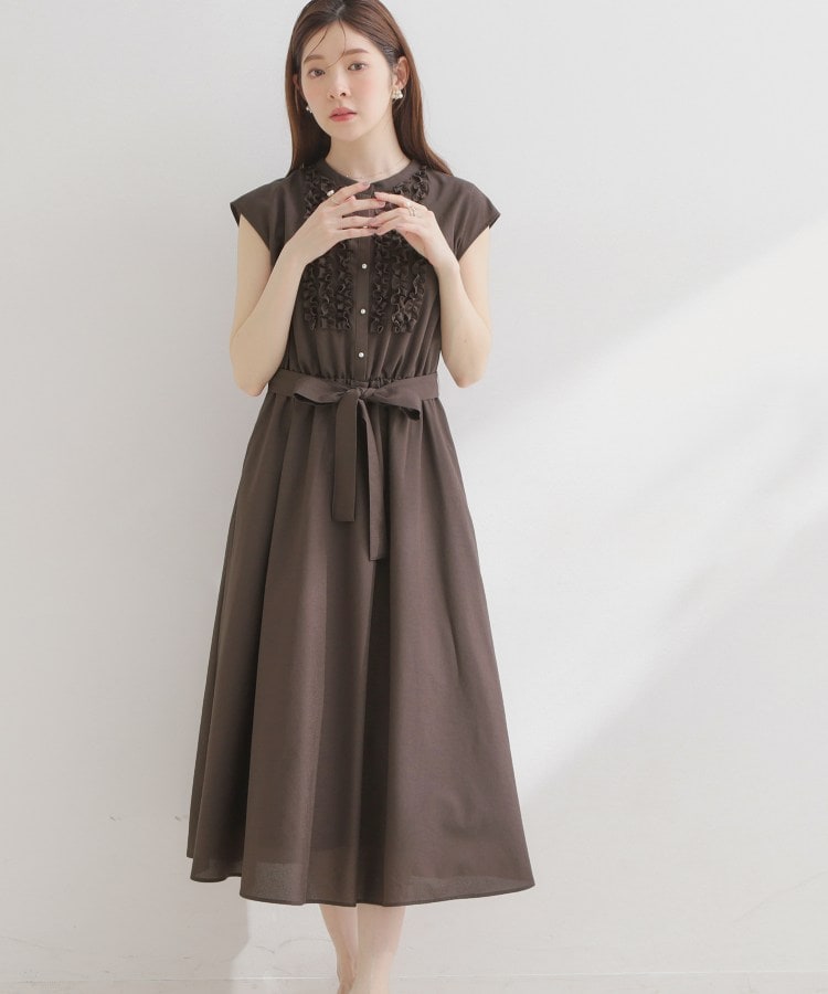 クチュール ブローチ Couture Brooch リネンライクシアーワンピース （ブラウン(043)） ブラウン(043)