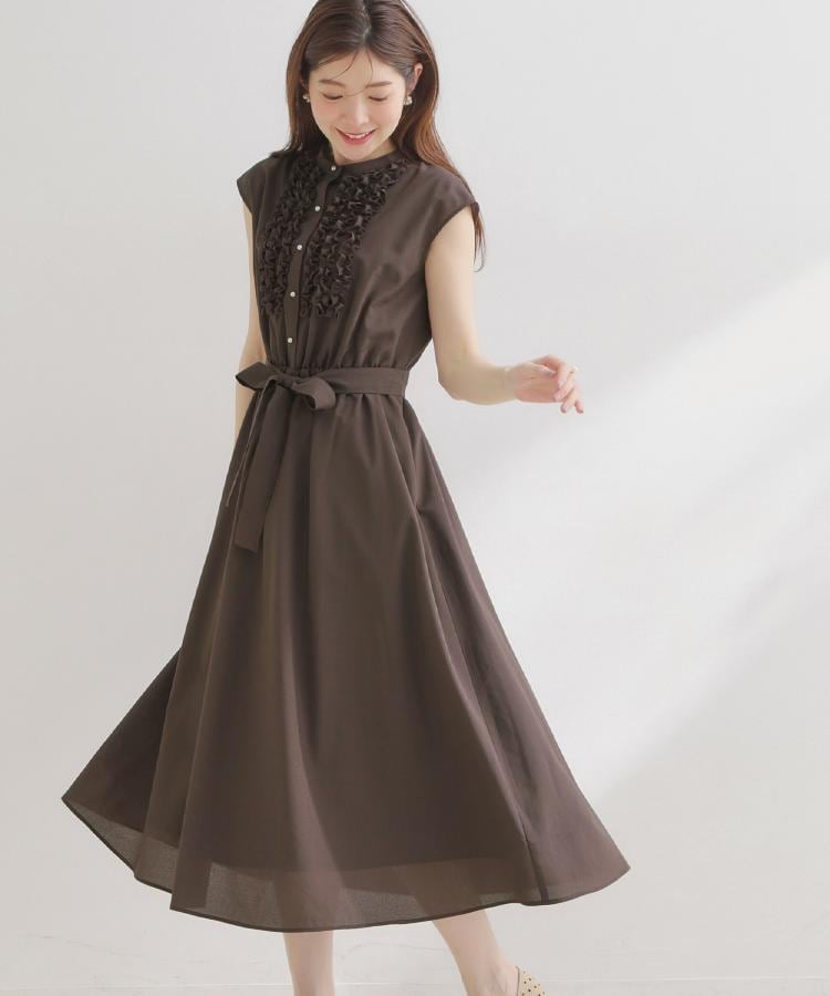 クチュール ブローチ Couture Brooch リネンライクシアーワンピース （ブラウン(043)） ブラウン(043)