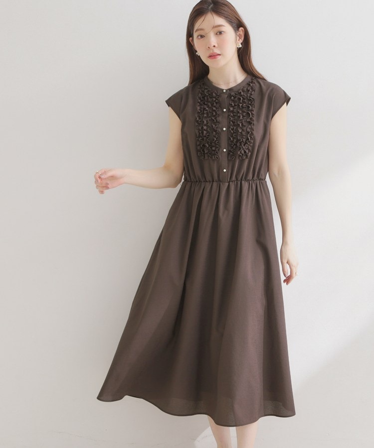 クチュール ブローチ Couture Brooch リネンライクシアーワンピース （ブラウン(043)） ブラウン(043)