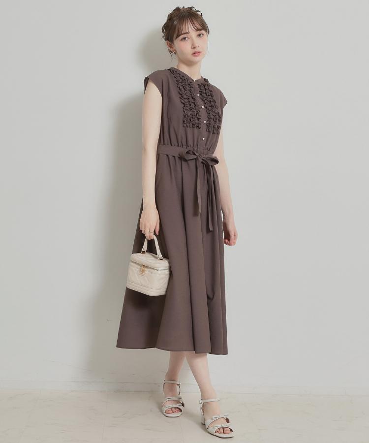 クチュール ブローチ Couture Brooch リネンライクシアーワンピース （ブラウン(043)） ブラウン(043)