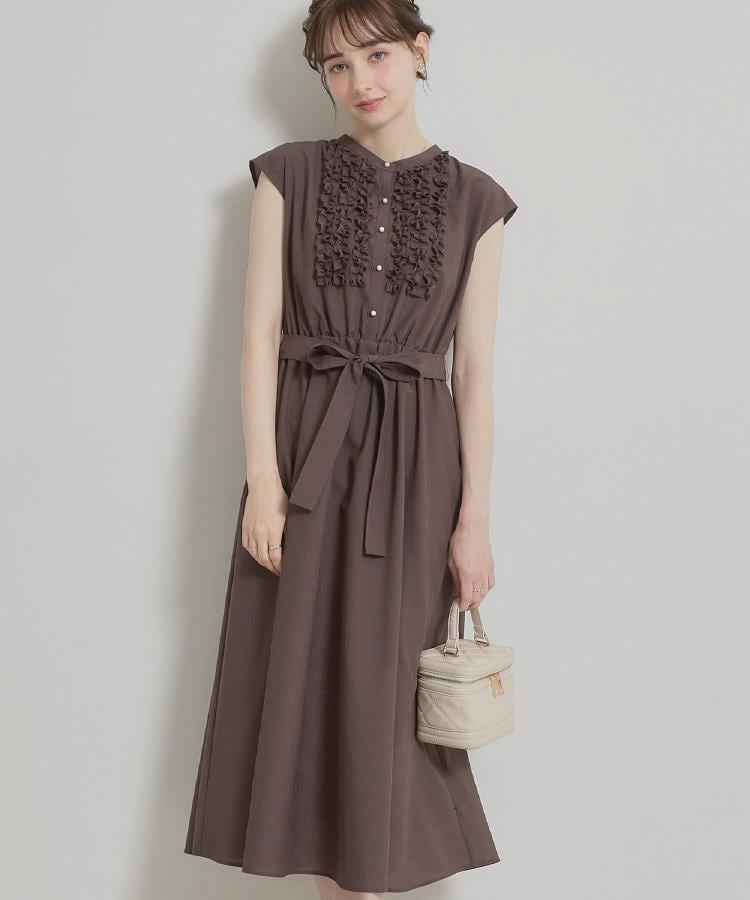 クチュール ブローチ Couture Brooch リネンライクシアーワンピース （ブラウン(043)） ブラウン(043)