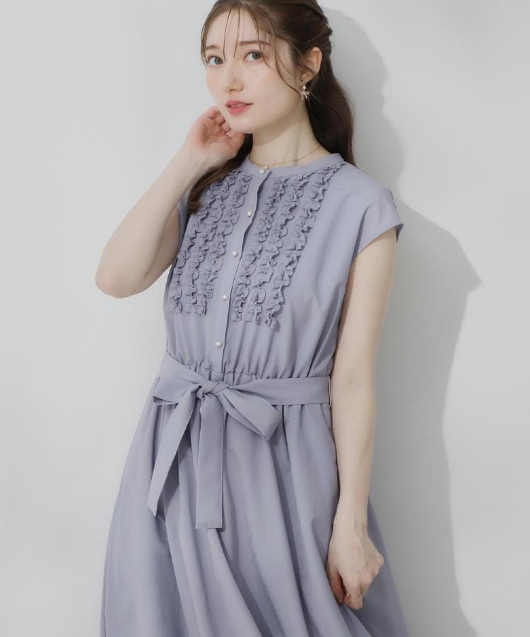 クチュール ブローチ Couture Brooch リネンライクシアーワンピース （ブルー(092)） ブルー(092)