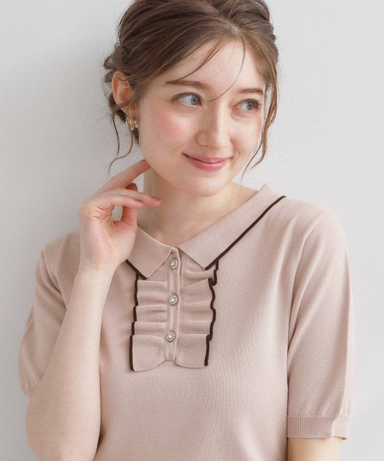 クチュール ブローチ Couture Brooch フリルポロ衿ニット （ピンク(571)） ピンク(571)