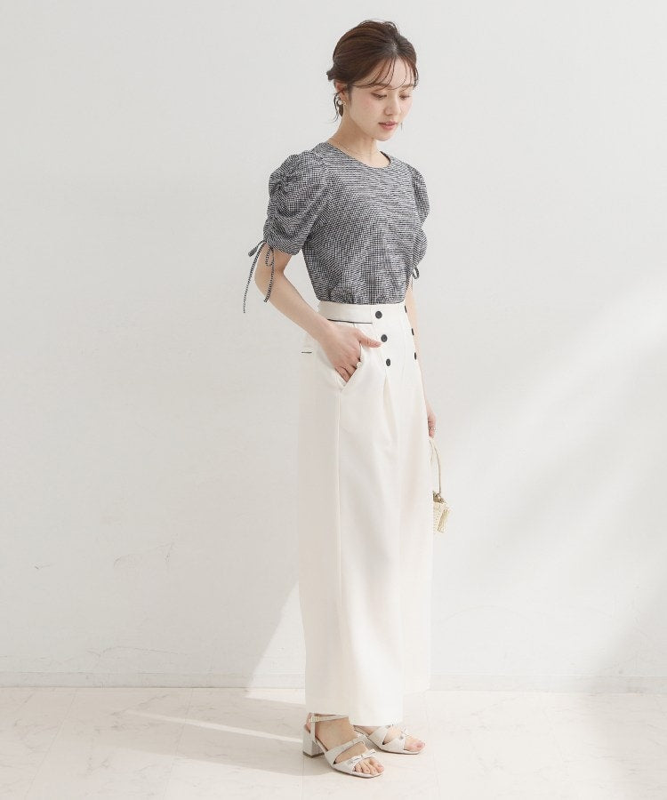 クチュール ブローチ Couture Brooch シャーリングチェックブラウス （キャメルブラウン(241)） キャメルブラウン(241)