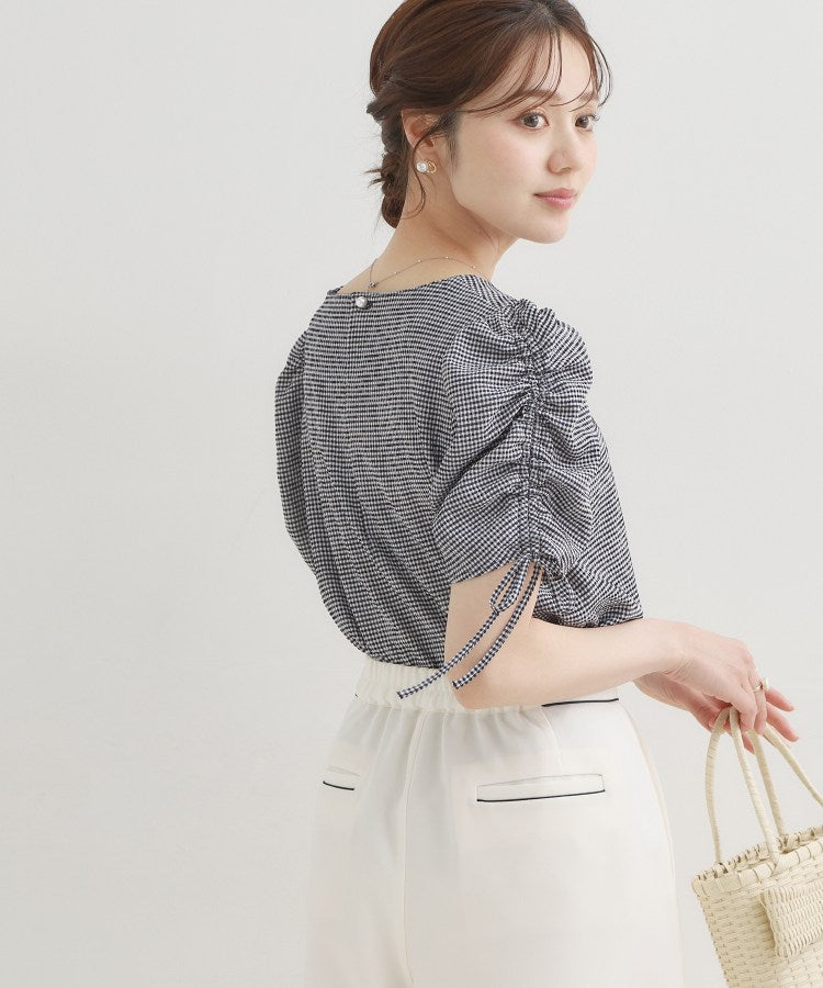 クチュール ブローチ Couture Brooch シャーリングチェックブラウス （キャメルブラウン(241)） キャメルブラウン(241)