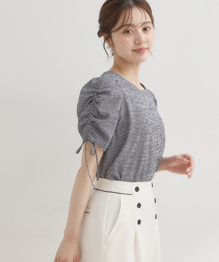 クチュール ブローチ Couture Brooch シャーリングチェックブラウス （キャメルブラウン(241)） キャメルブラウン(241)