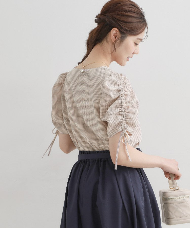 クチュール ブローチ Couture Brooch シャーリングチェックブラウス （キャメルブラウン(241)） キャメルブラウン(241)