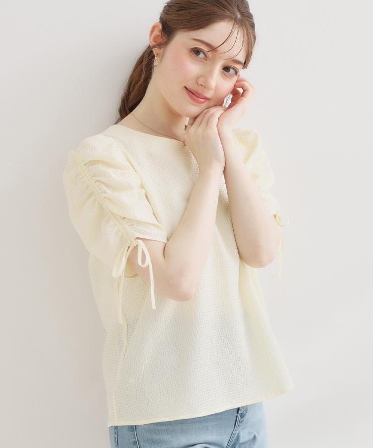 クチュール ブローチ Couture Brooch シャーリングチェックブラウス （ライトイエロー(230)） ライトイエロー(230)