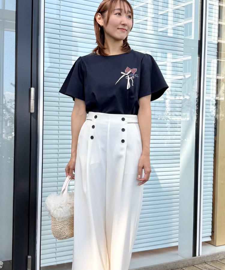 クチュール ブローチ Couture Brooch リボンプリントTシャツ （オフホワイト(003)） オフホワイト(003)
