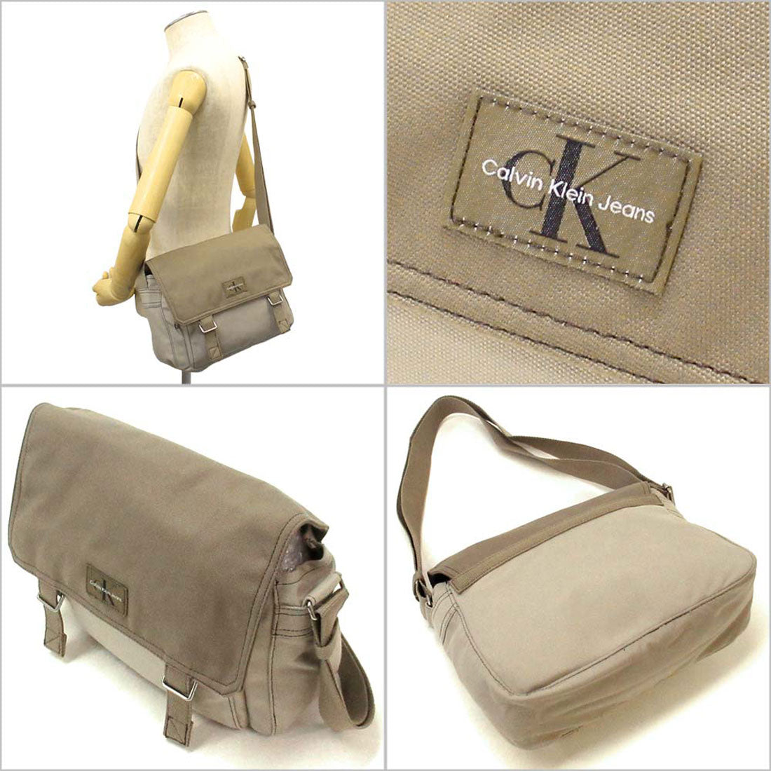 カルバン クライン Calvin Klein Calvin Klein Jeans カルバンクライン アウトレット メンズ モノローグ 刺繍入り クロスボディバッグ ショルダーバッグ 4G3091G 200 （クロッカリー） クロッカリー