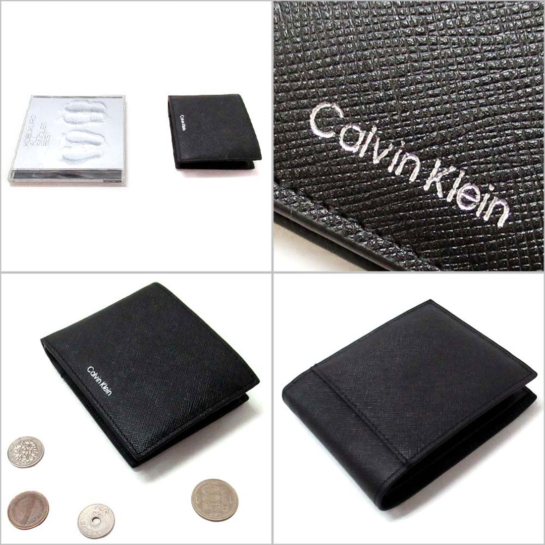 カルバン クライン Calvin Klein Calvin Klein カルバンクライン アウトレット サイフ 小物 メンズ レザー 折りたたみ財布 小銭入れなし 二つ折り財布 BOX付 4D1013G 001 （ブラック） ブラック
