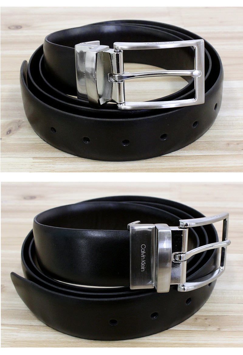 カルバン クライン Calvin Klein CK リバーシブルベルト 2つ折りレザー 財布 ギフトセット Gift Set 本革 二つ折りサイフ メンズ ブランド プレゼント （2-ロゴプレート） 2-ロゴプレート