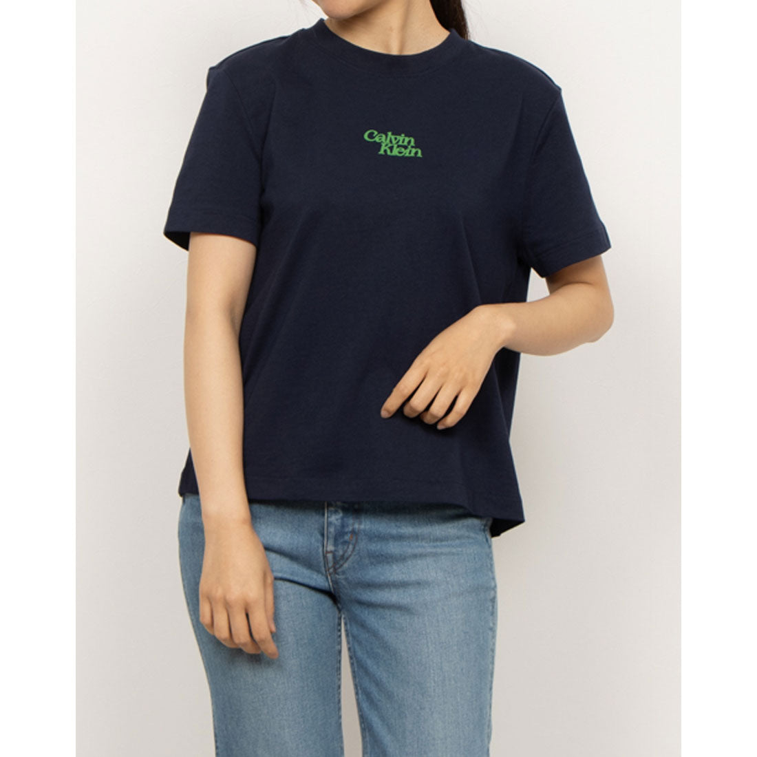 カルバン クライン Calvin Klein SS FLOCKED LOGO CREW （BARITONE BLUE） BARITONE BLUE