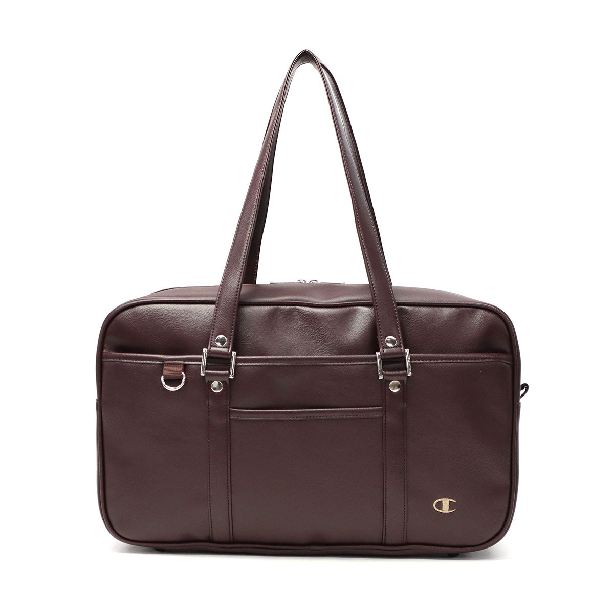 チャンピオン Champion スクールバッグ 高校生 女子 合皮 軽量 黒 ブラウン 大きめ 大容量 可愛い かわいい かっこいい ボストン 高校生 学生 通学 学校 肩掛け 自立 底鋲 A4 17791 （ブラック） ブラック