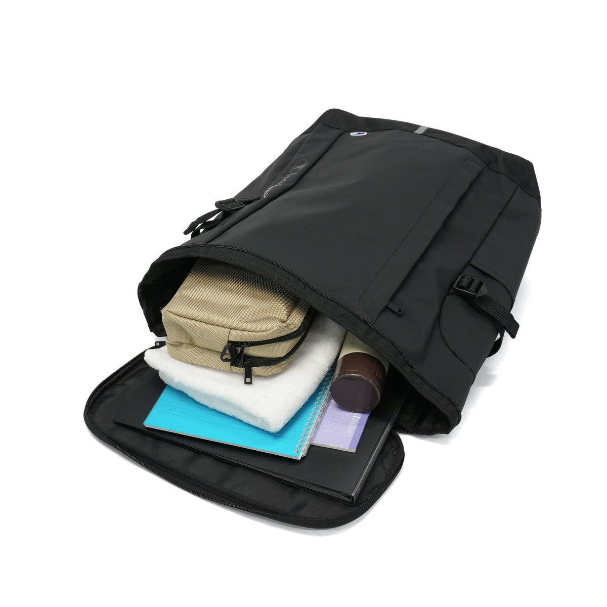 チャンピオン Champion リュック メンズ レディース 通学 大容量 カジュアル おしゃれ 大きめ 大きい 男子 女子 中学生 高校生 軽い 軽量 ボックス型 丈夫 A3 B4 耐水 PC収納 ブランド 68901 （ブラック） ブラック