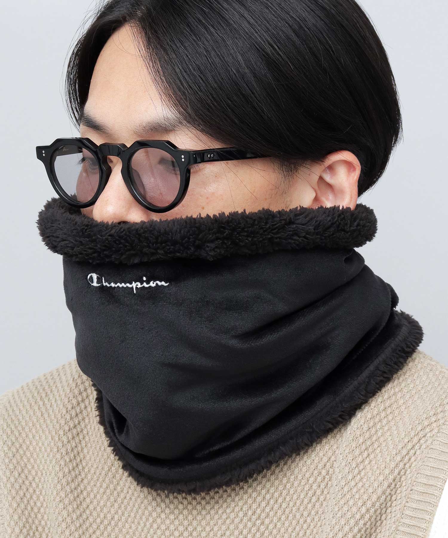 チャンピオン Champion ネックウォーマー ボア ベロア （ブラック） ブラック