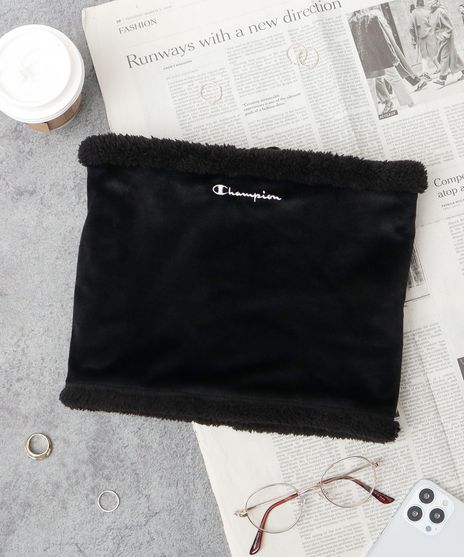 チャンピオン Champion ネックウォーマー ボア ベロア （ブラック） ブラック