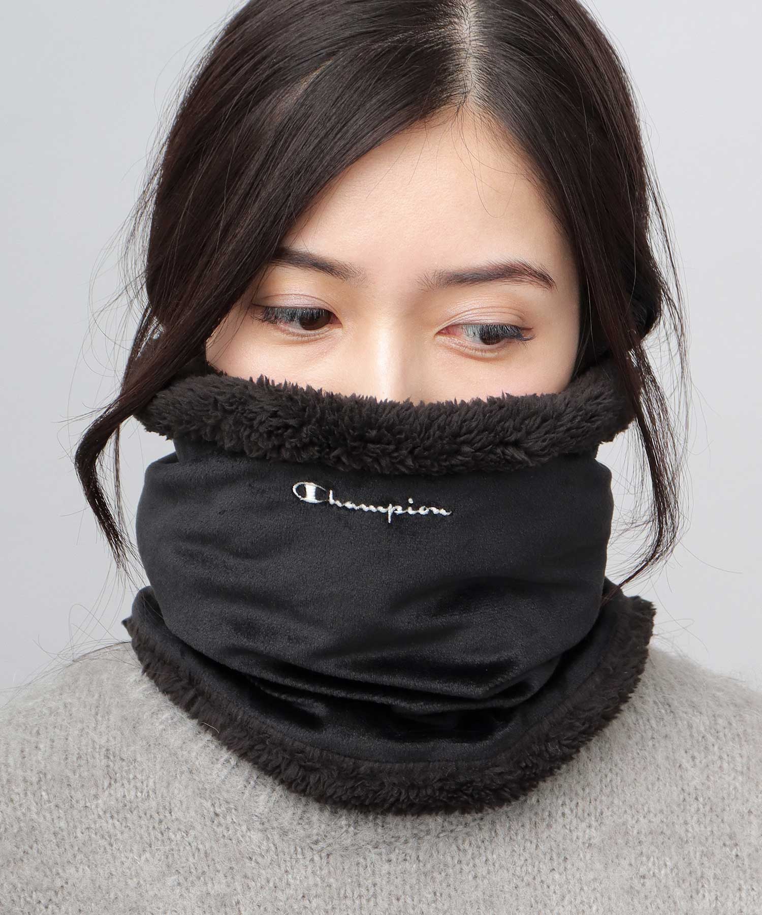 チャンピオン Champion ネックウォーマー ボア ベロア （ブラック） ブラック